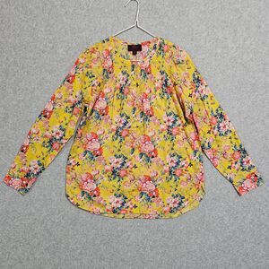 J Crew Shirt Size 0 Liberty Fabric 1/2 Button Up Long Sleeve Yellow Womens